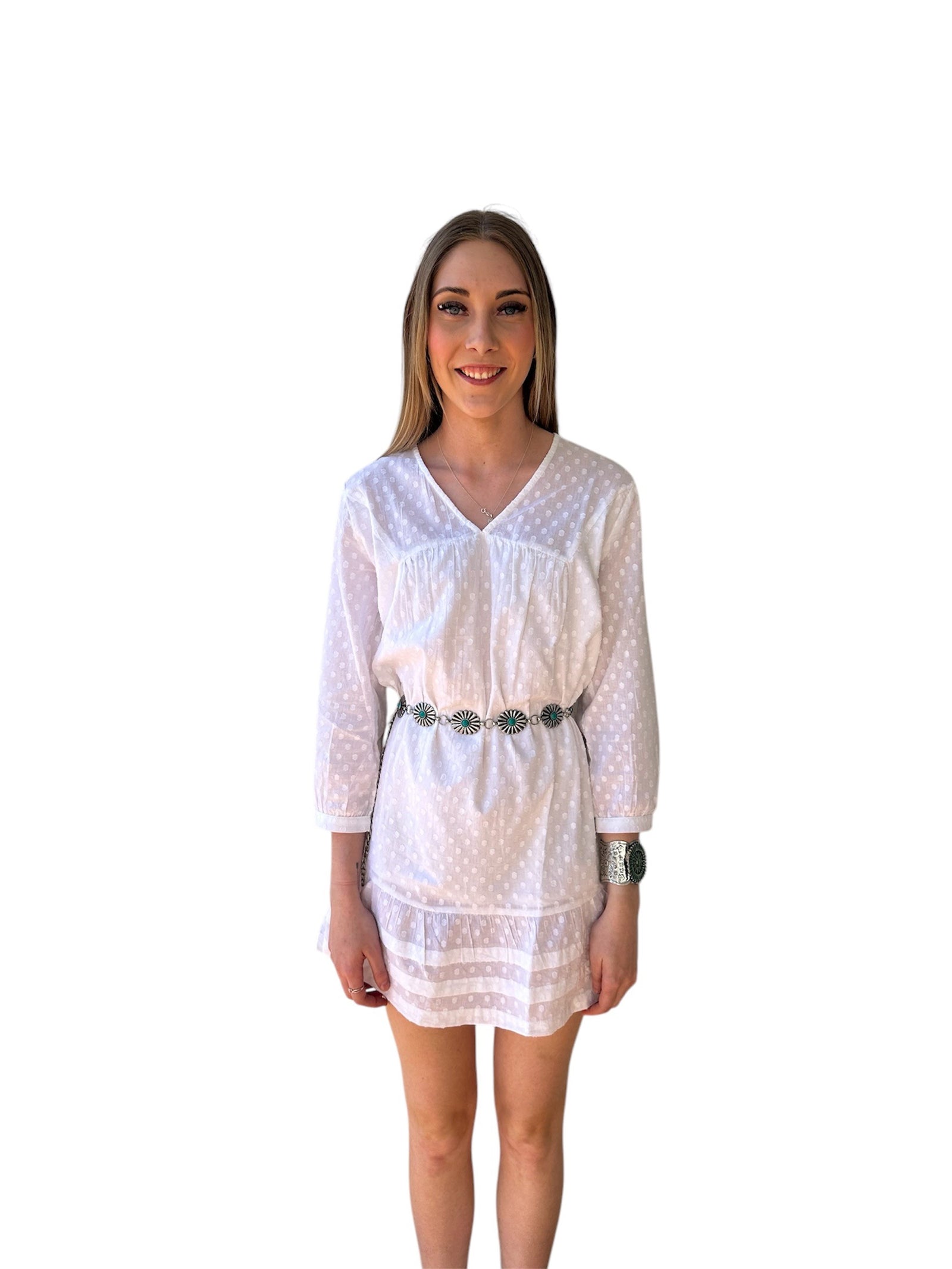 Roper Wms Five Star Colleciton LS Solid Dress White - Clearance