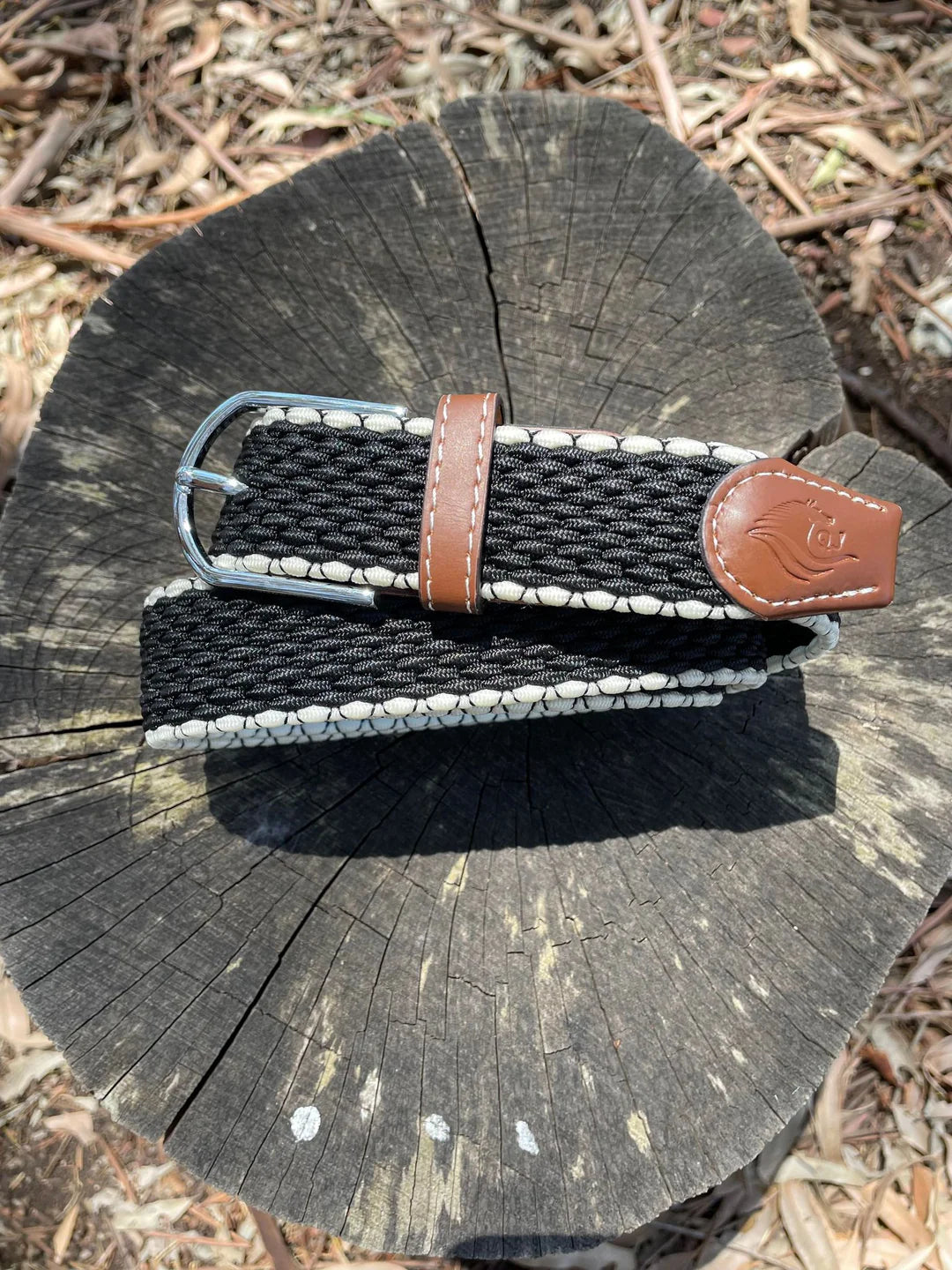 QJ Riding Wear Elasticised Belt Black/Cream