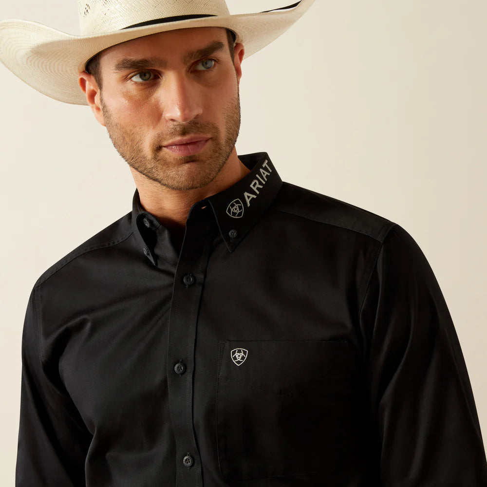 Ariat Mns Team Logo Twill Shirt Black/Grey - EOFY Sale