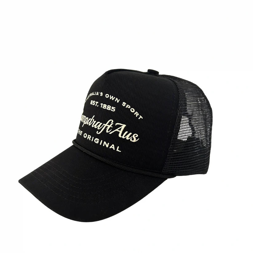 Campdraft Australia Retro Trucker Cap - Black