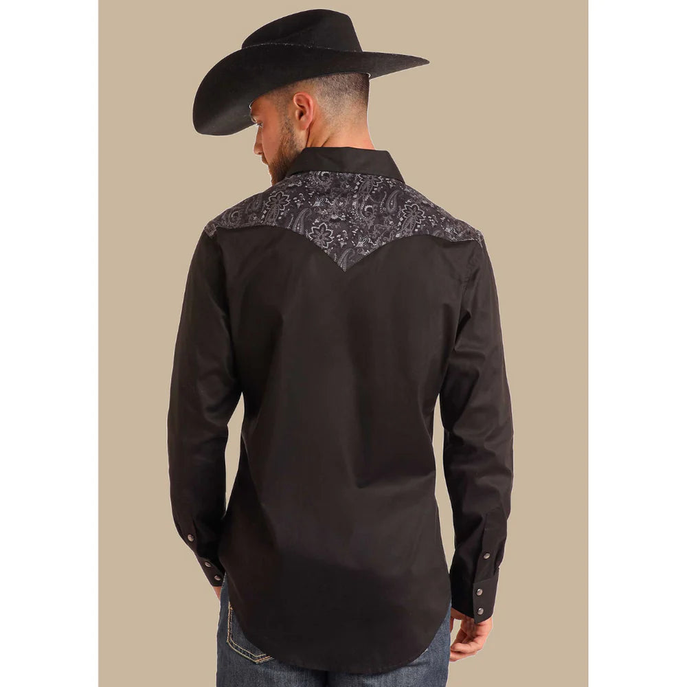 Panhandle Slim Fit Paisley Yoke Long Sleeve Snap Shirt