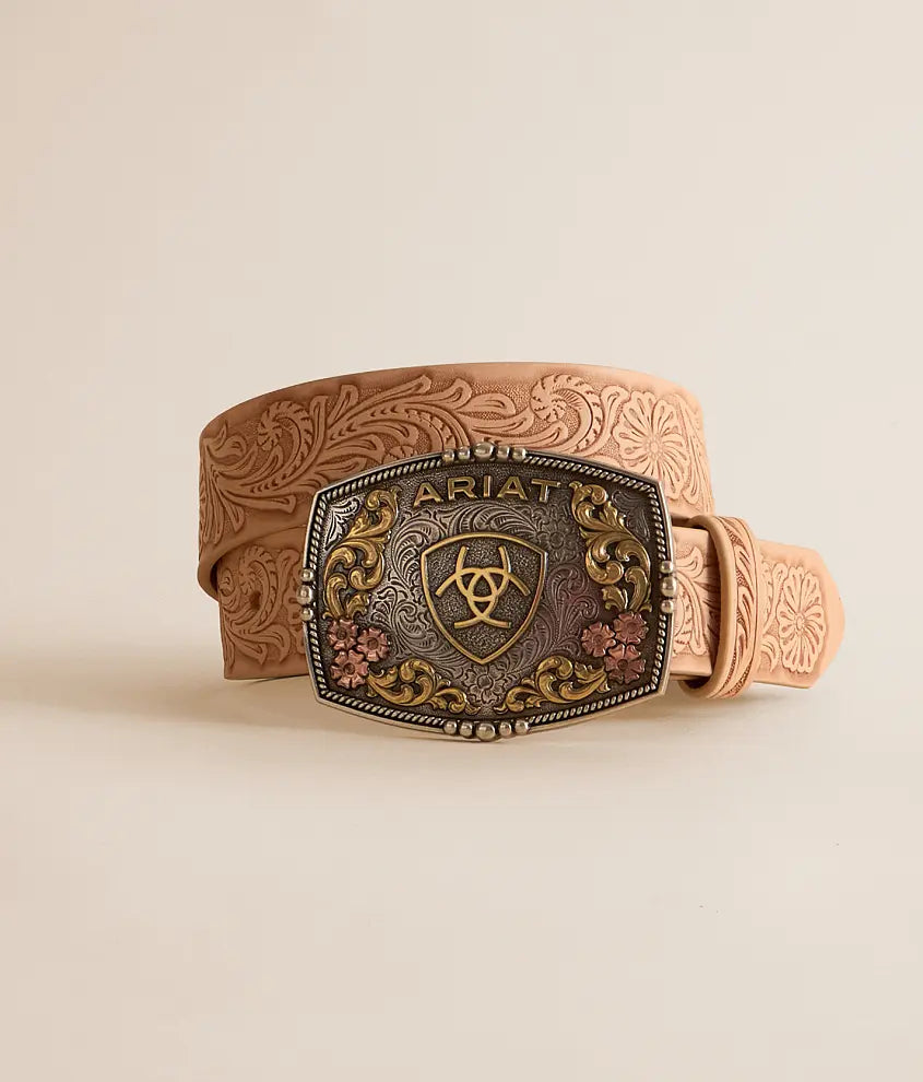 Ariat Wms Floral Embossed Belt Natural