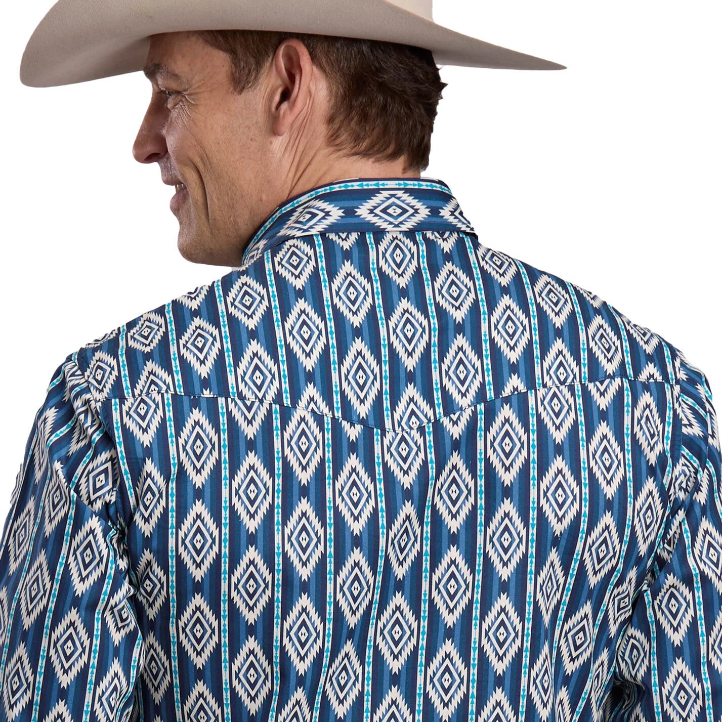 Roper Mns West Made Collection LS Shirt Print Blue