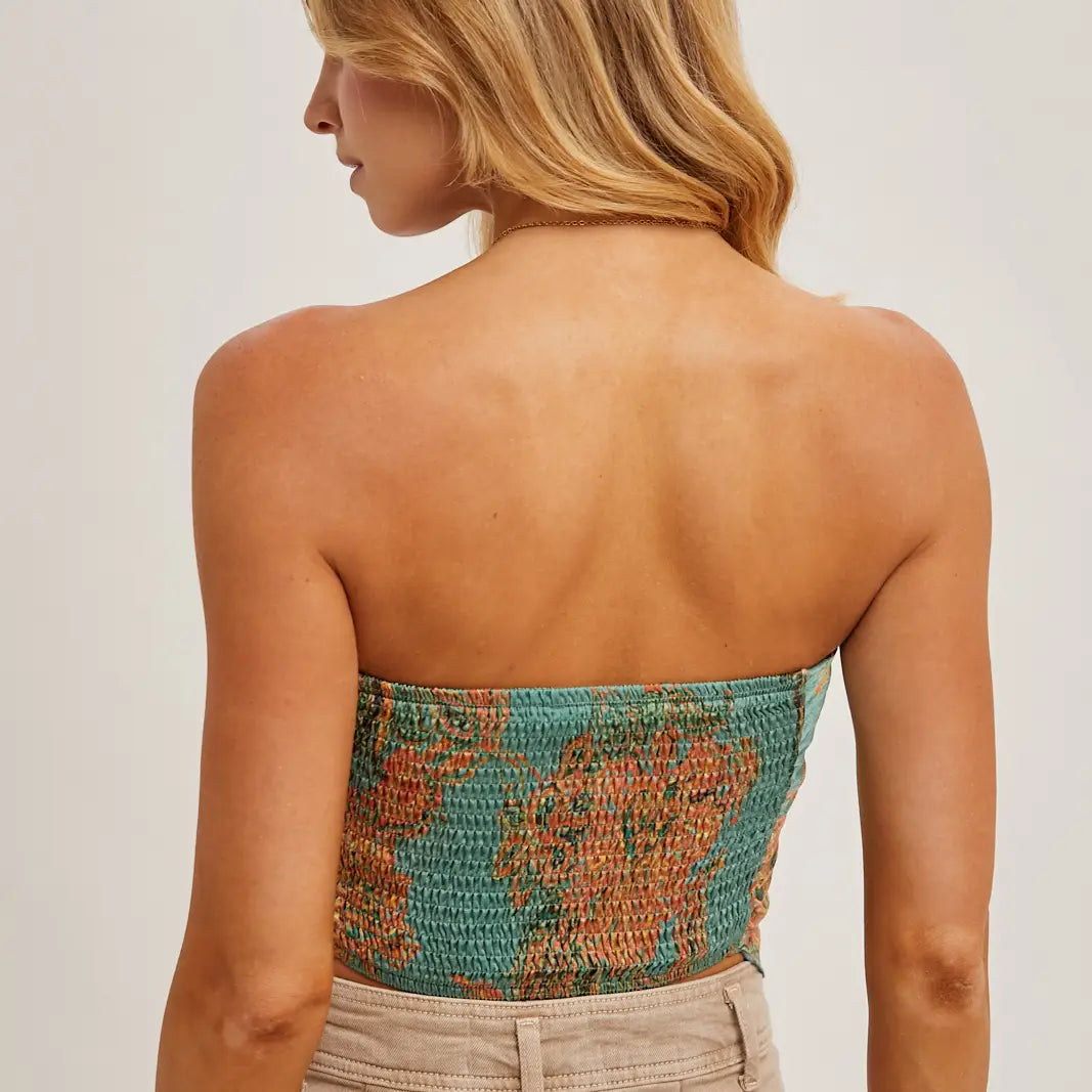 Paisley Satin Bandana Tube Top