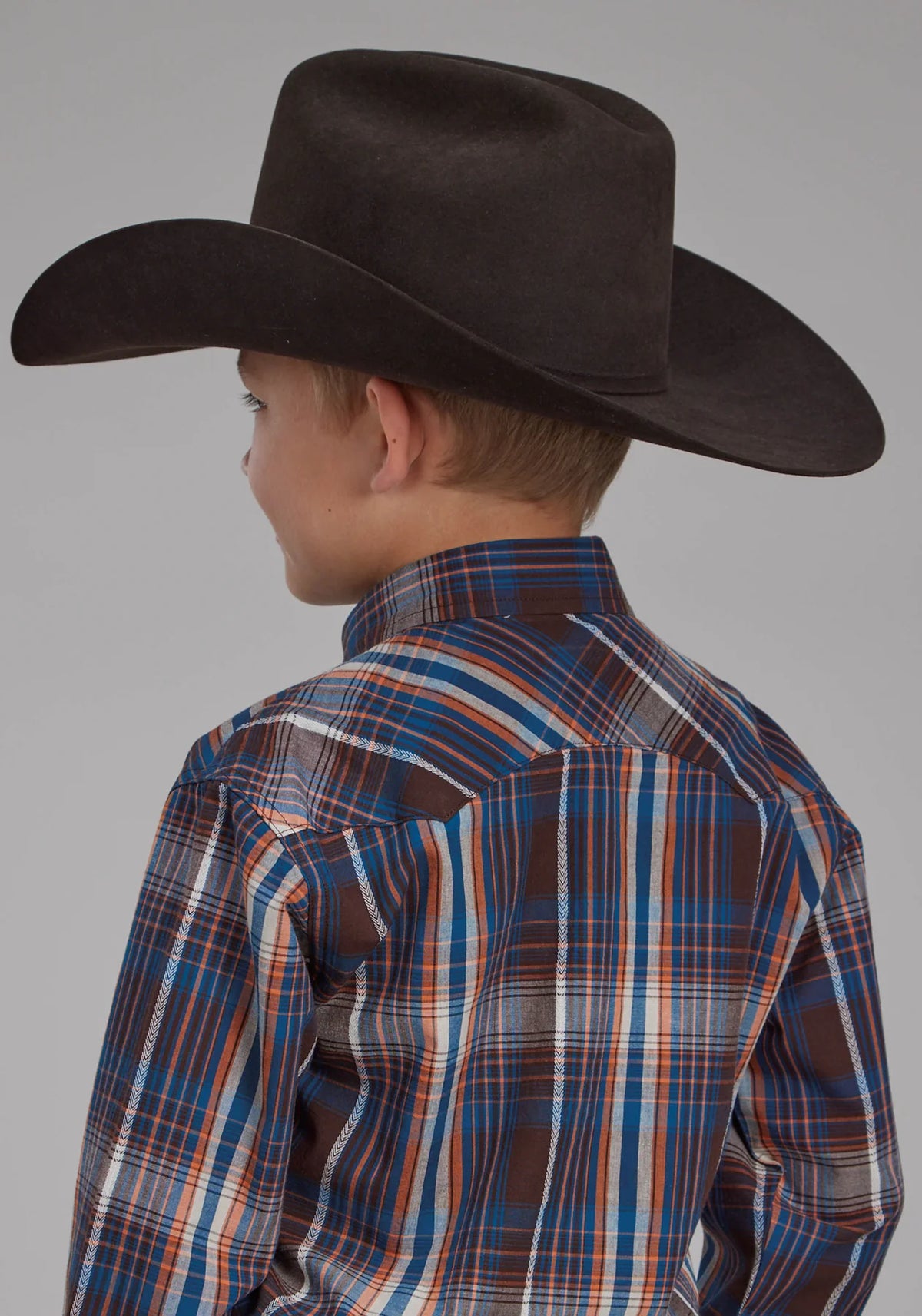 Roper Bys West Made Collection LS Shirt Plaid Brown - Summer Clearance