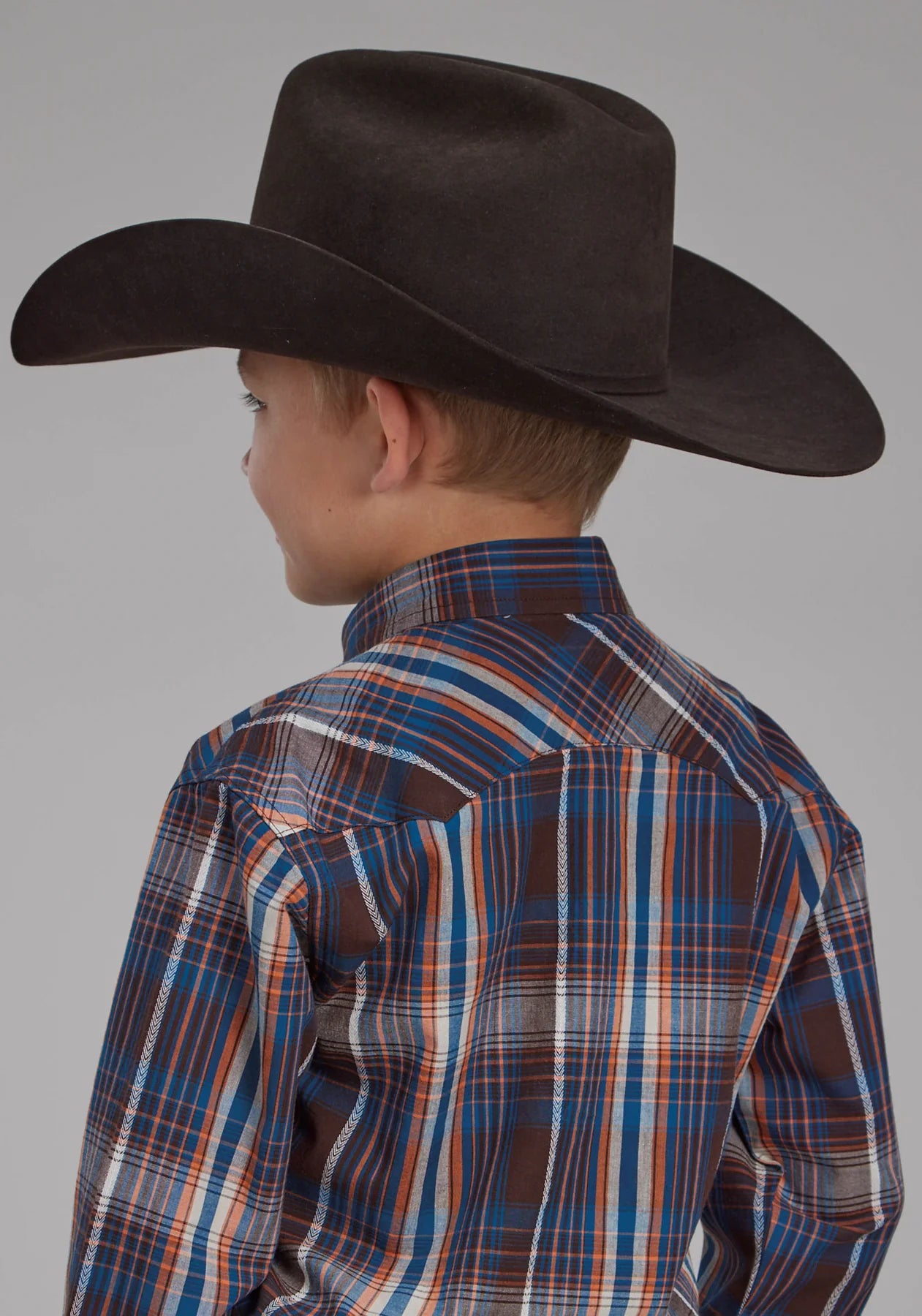 Roper Bys West Made Collection LS Shirt Plaid Brown - Summer Clearance