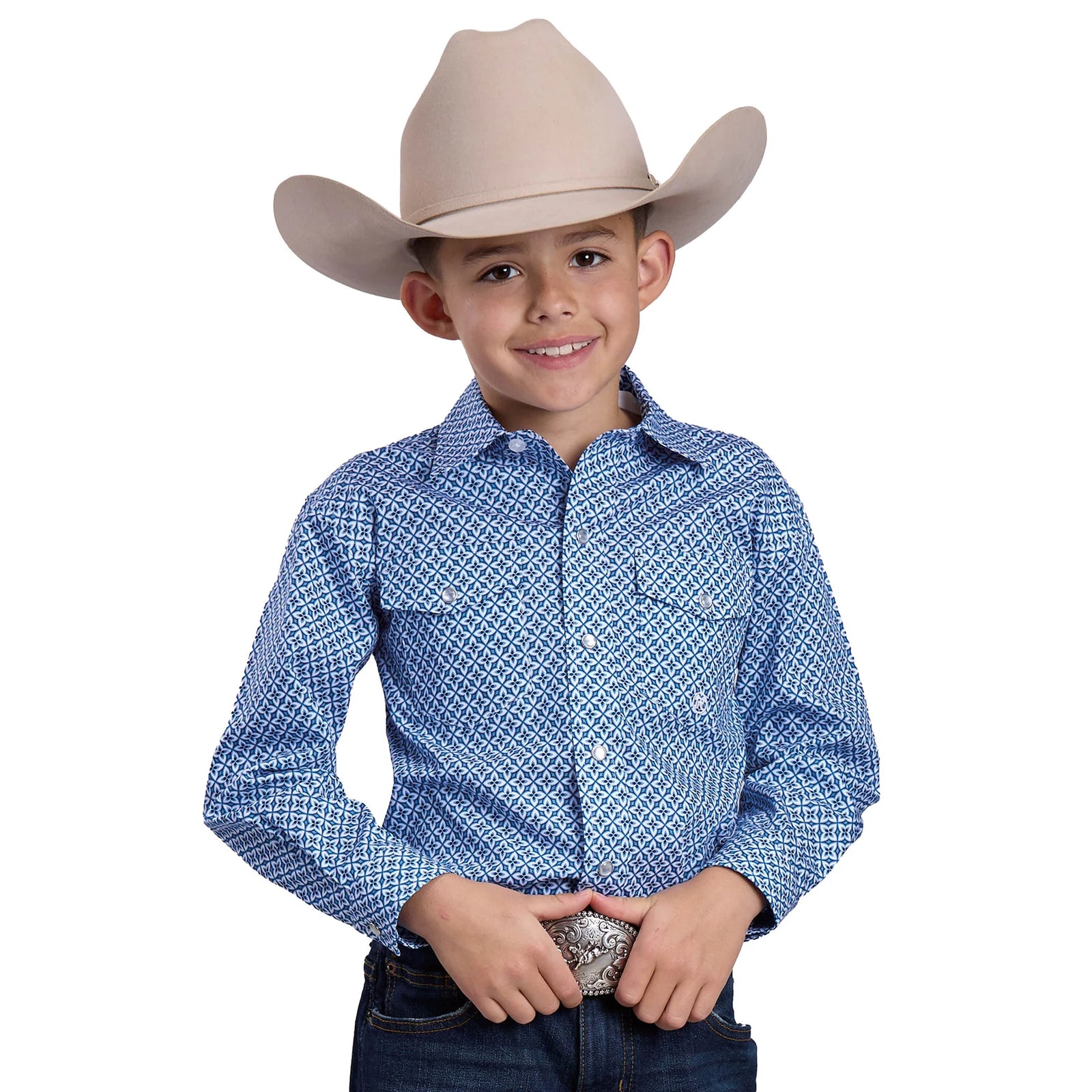 Roper Bys Amarillo Collection LS Shirt Print Blue