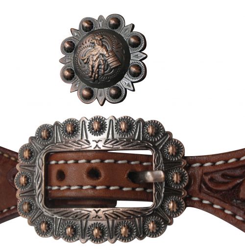 Showman Ladies Size Leather Barrel Racer Concho Spur Straps