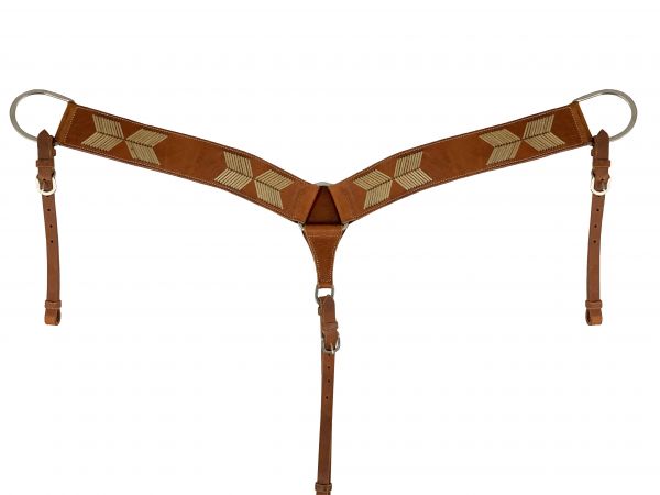 Showman 3in Wide Leather Breastplate with Rawhide Accents