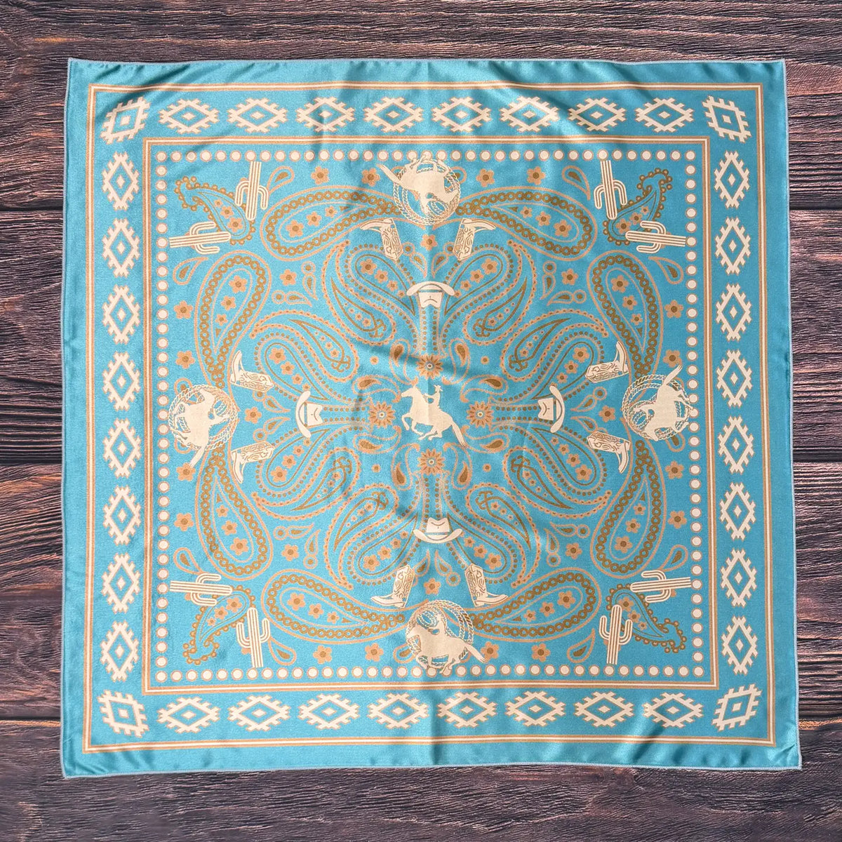 Western Cowboy Print Square Wild Rag