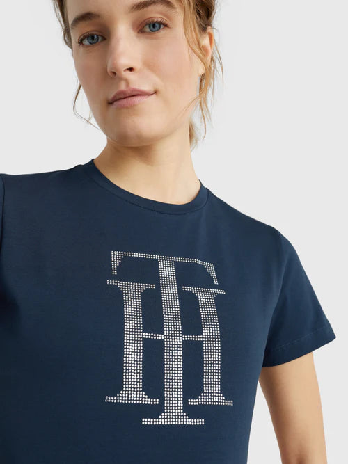 Tommy Hilfiger Manhattan Short Sleeve Rhinestone T Shirt Desert Sky