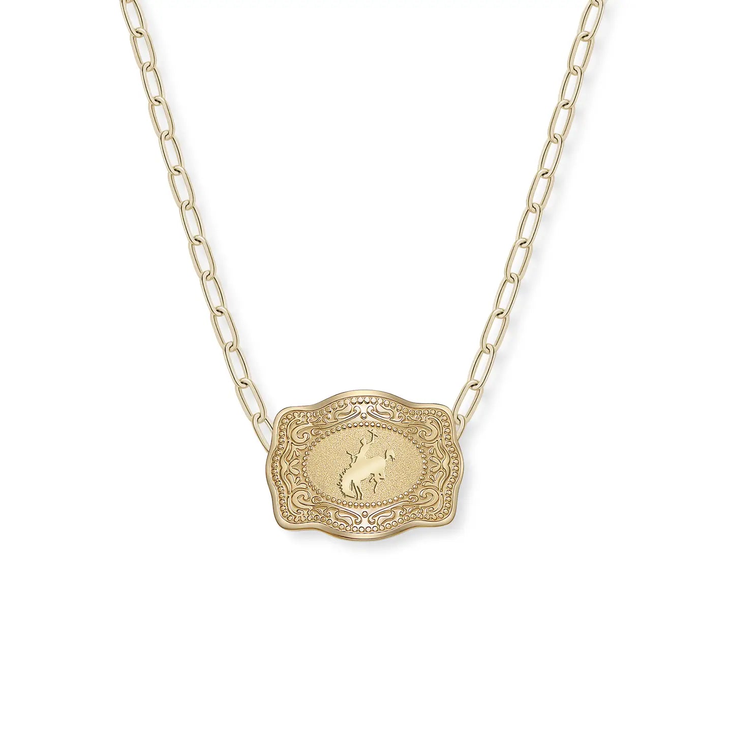 Spur West Mini Belt Buckle Necklace Bronc Gold Beaded Chain | Saddleworld Ipswich