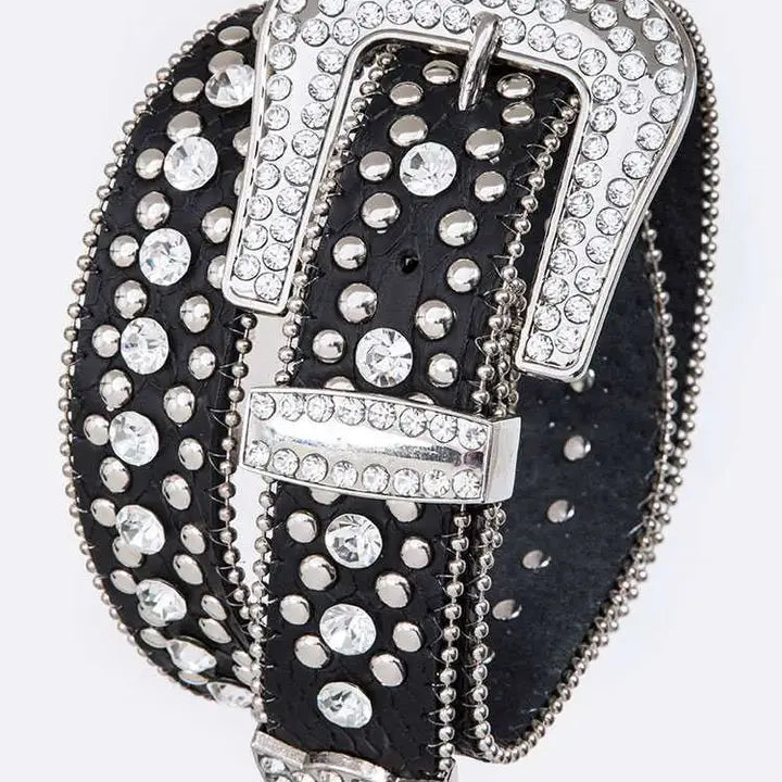 Crystal Buckle Western Bling Belt