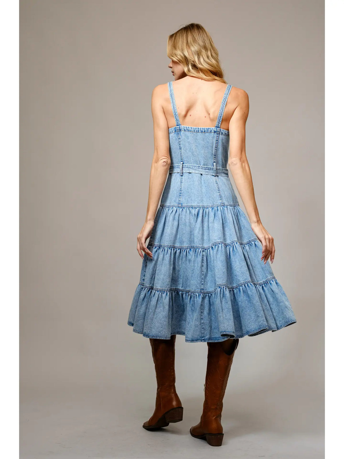 Tiered Zip Midi Dress