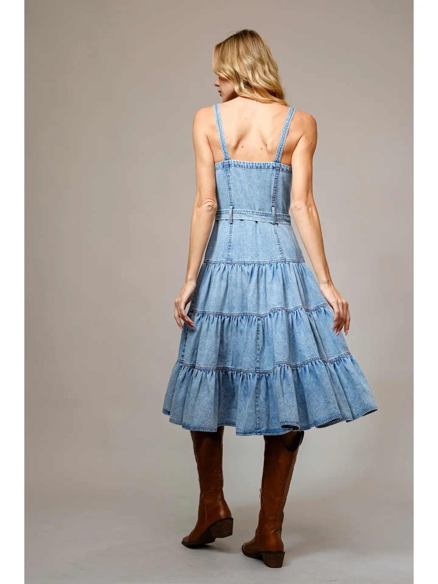 Tiered Zip Midi Dress