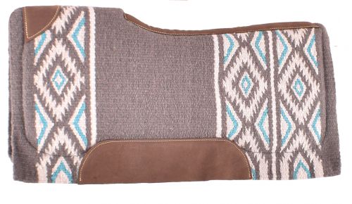 Showman 34x36 Gray and Turquoise Contoured Memory Saddle Pad