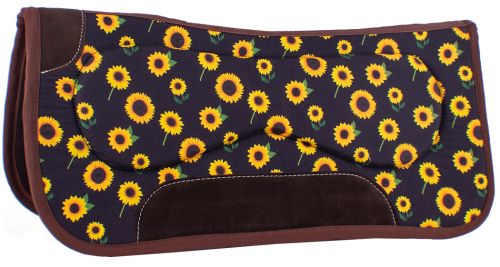 Showman 31in x 32in x 18mm Built Up Felt Saddle Pad with Sunflower Design