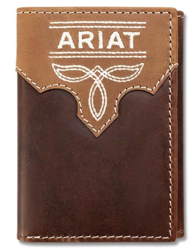 Ariat Mns Boot Stitch Trifold Wallet Brown
