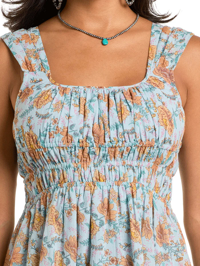 Rock and Roll Denim Mini Dress with Gathers