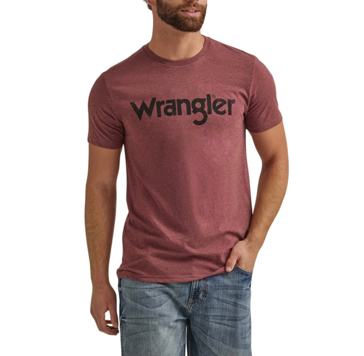 Wrangler Mens Kabel Burgundy Heather SS Tee