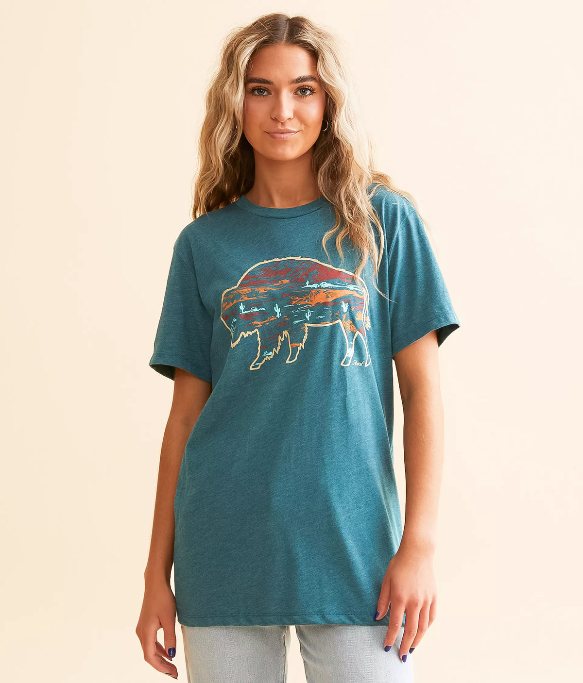 Ariat Wms Bison Ranch SS Tee Deep Sea Heather - Black Friday Sale
