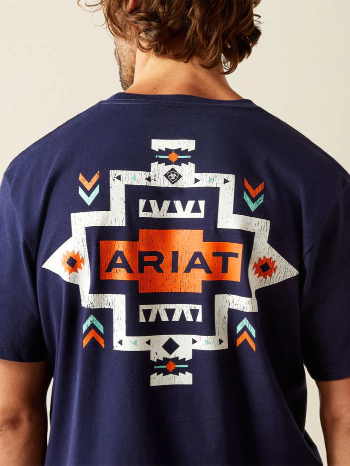 Ariat Mns Southwest Pocket SS Tee Classic Blue