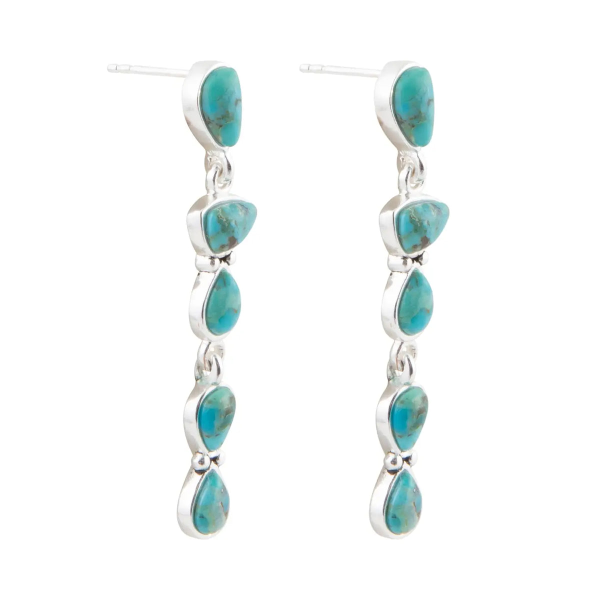 Durango Blue Turquoise and Silver Linear Post Earrings