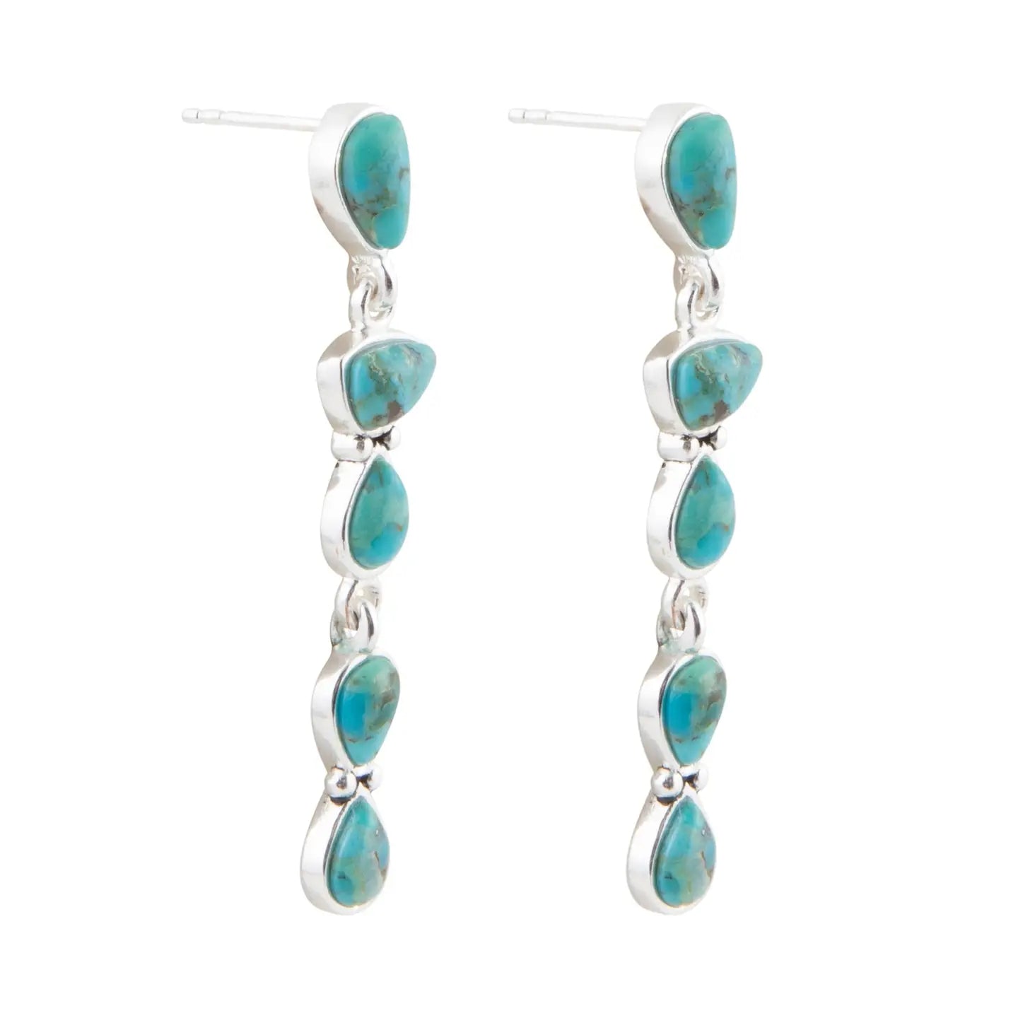 Durango Blue Turquoise and Silver Linear Post Earrings | GIftware - Jewellery | Saddleworld Ipswich
