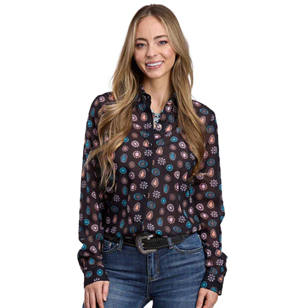 Roper Wmns Karman Classic Collection LS Shirt Print Blue