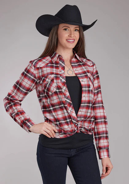 Roper Wms Karman Special Collectin LS Shirt Plaid Red - Black Friday Sale