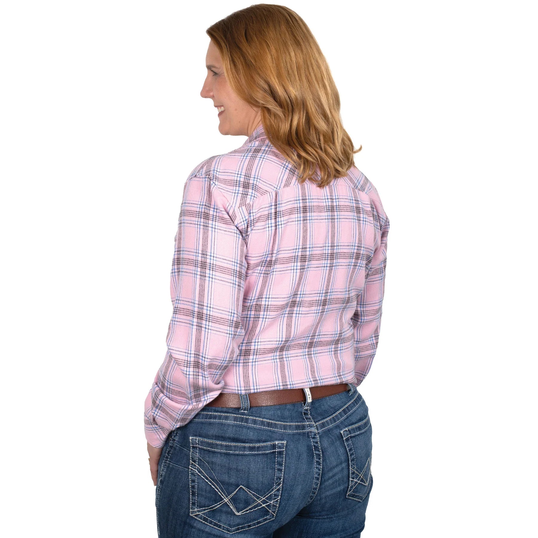Just Country Wms Brooke Workshirt Flannel Plaid Dusty Rose