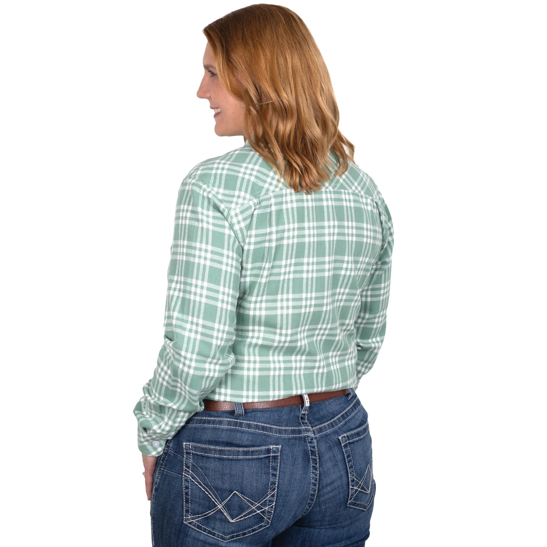 Just Country Wms Brooke Workshirt Flannel Plaid Jade
