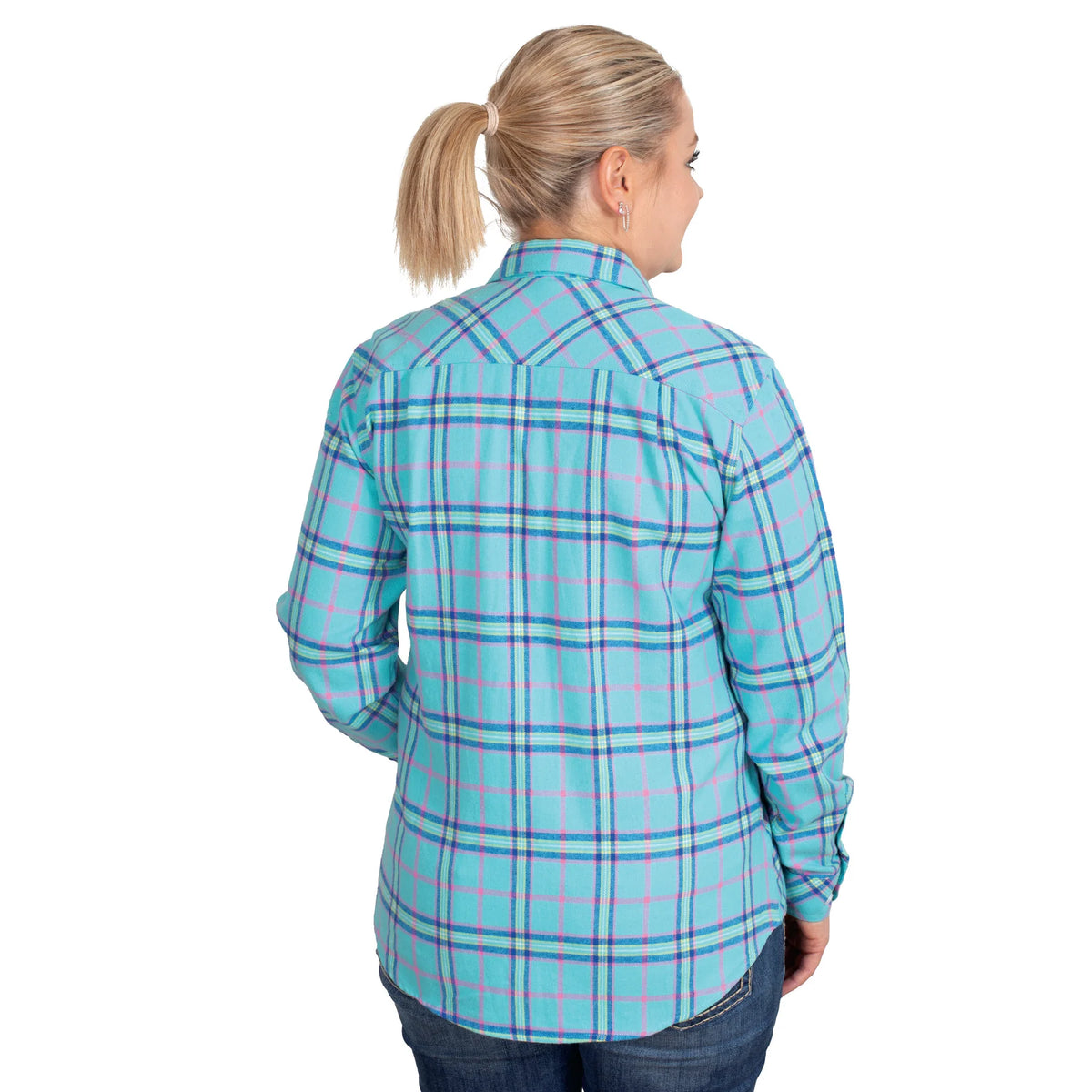 Just Country Wms Brooke Workshirt Flannel Turquoise