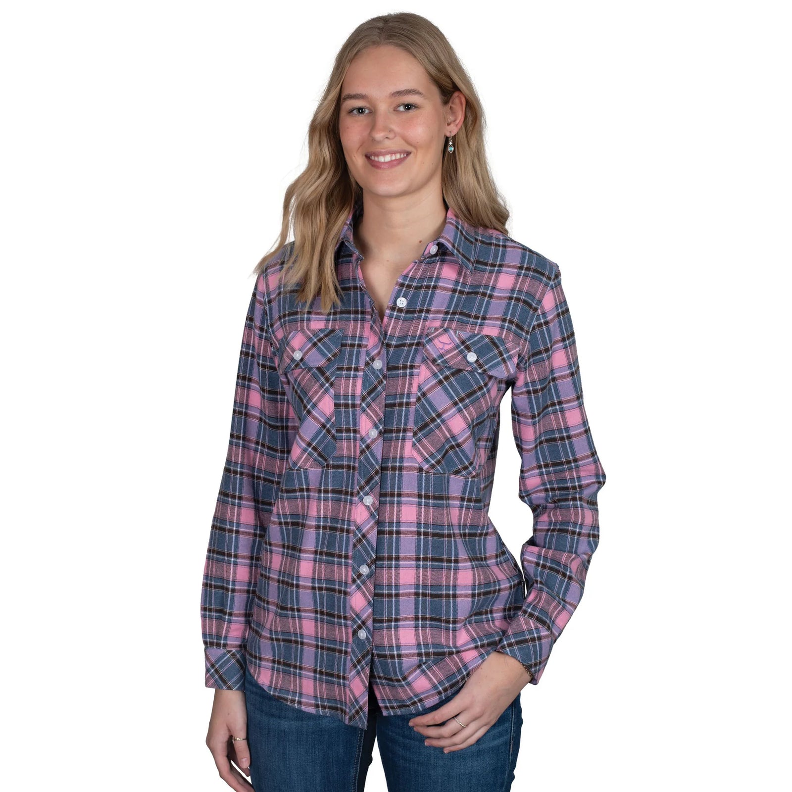 Just Country Wmns Brooke Workshirt Flannel Pink/Orchid/Blue