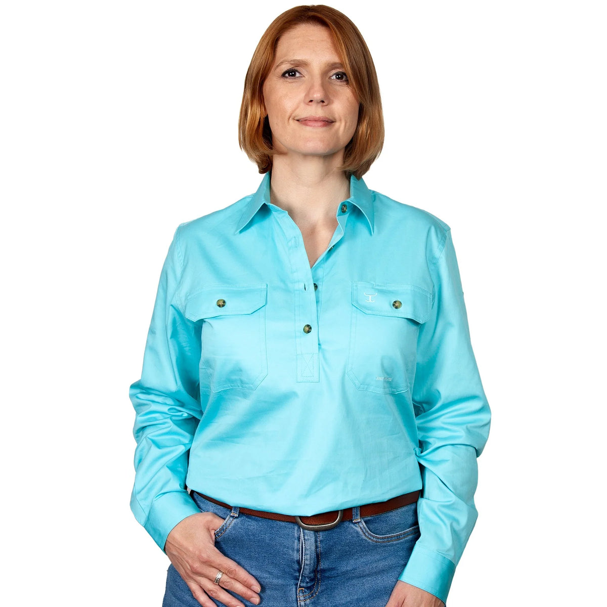 Just Country Wms Jahana Workshirt Duck Egg Blue - Workhirt sale
