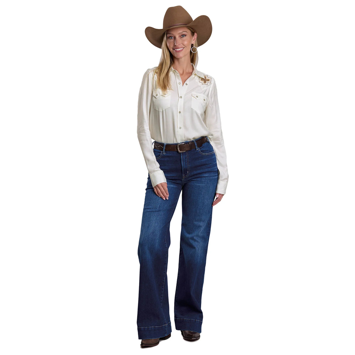 Stetson Wms Collection LS Shirt Solid White