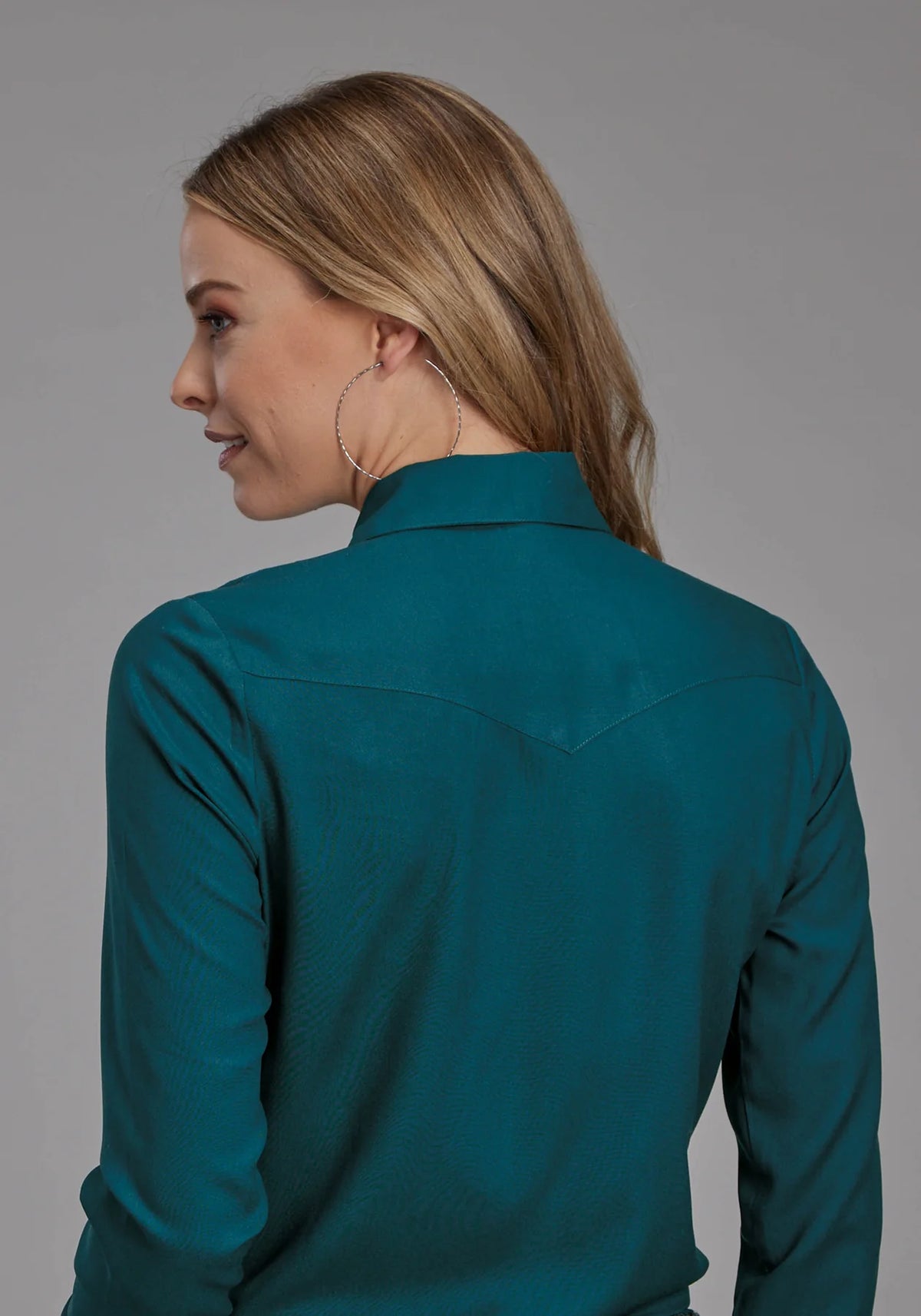 Roper Wms Studio West Collection LS Shirt Solid Green - EOFY Sale