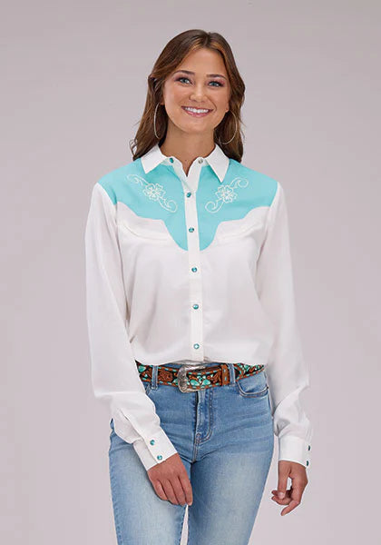 Roper Wms Five Star Collection LS Shirt Solid White