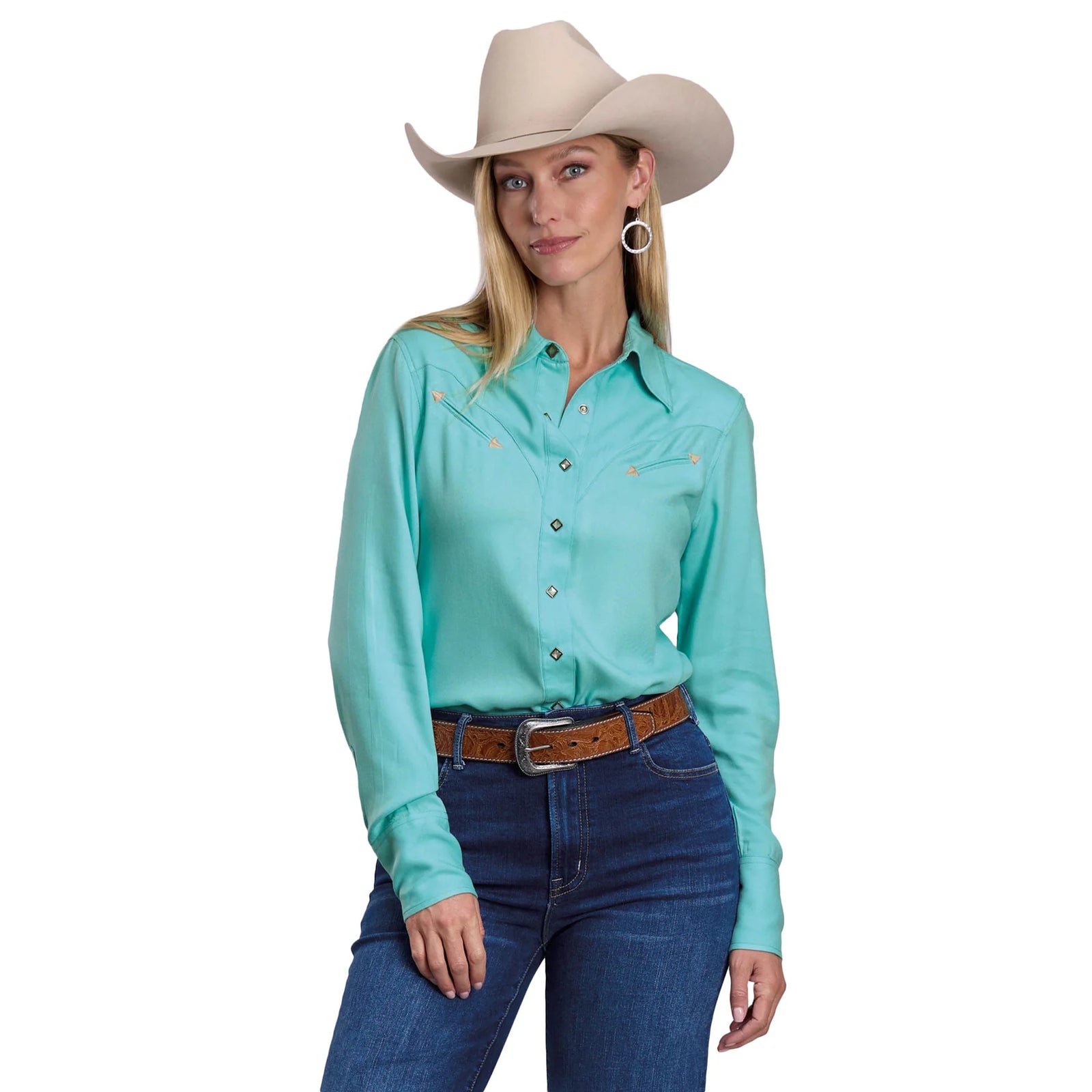 Stetson Wms Collection LS Shirt Solid Blue