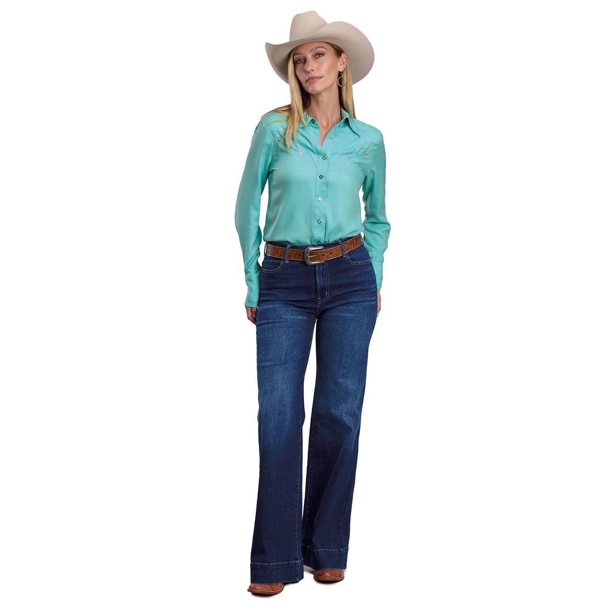 Stetson Wms Collection LS Shirt Solid Blue
