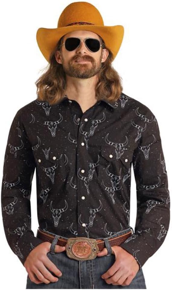 Dale Brisby Longhorn Print Long Sleeve Snap Shirt