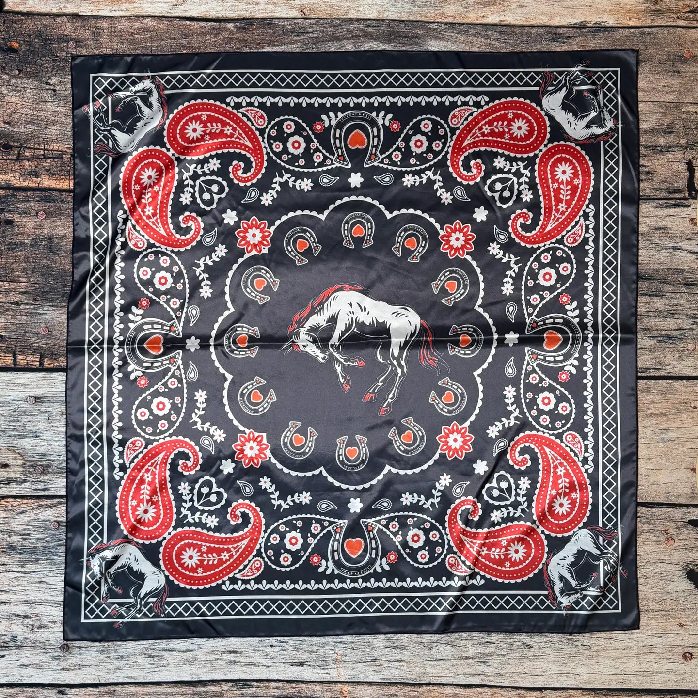 Bandana Horse Print Silk Scarf