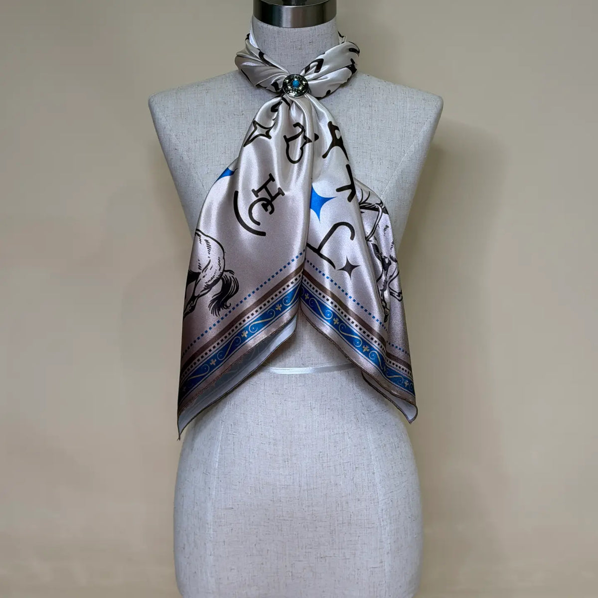Horse Branding Print Silk Wild Rag