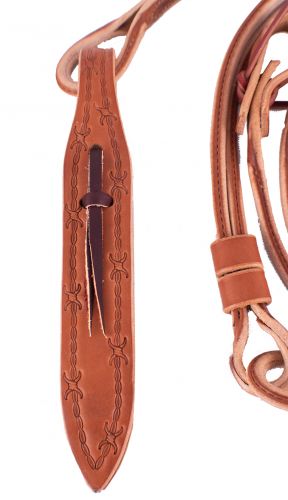 Harness Leather Romal Reins with Barbwire Popper