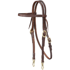 Royal King Harness Leather Browband Bridle with Snap Ends