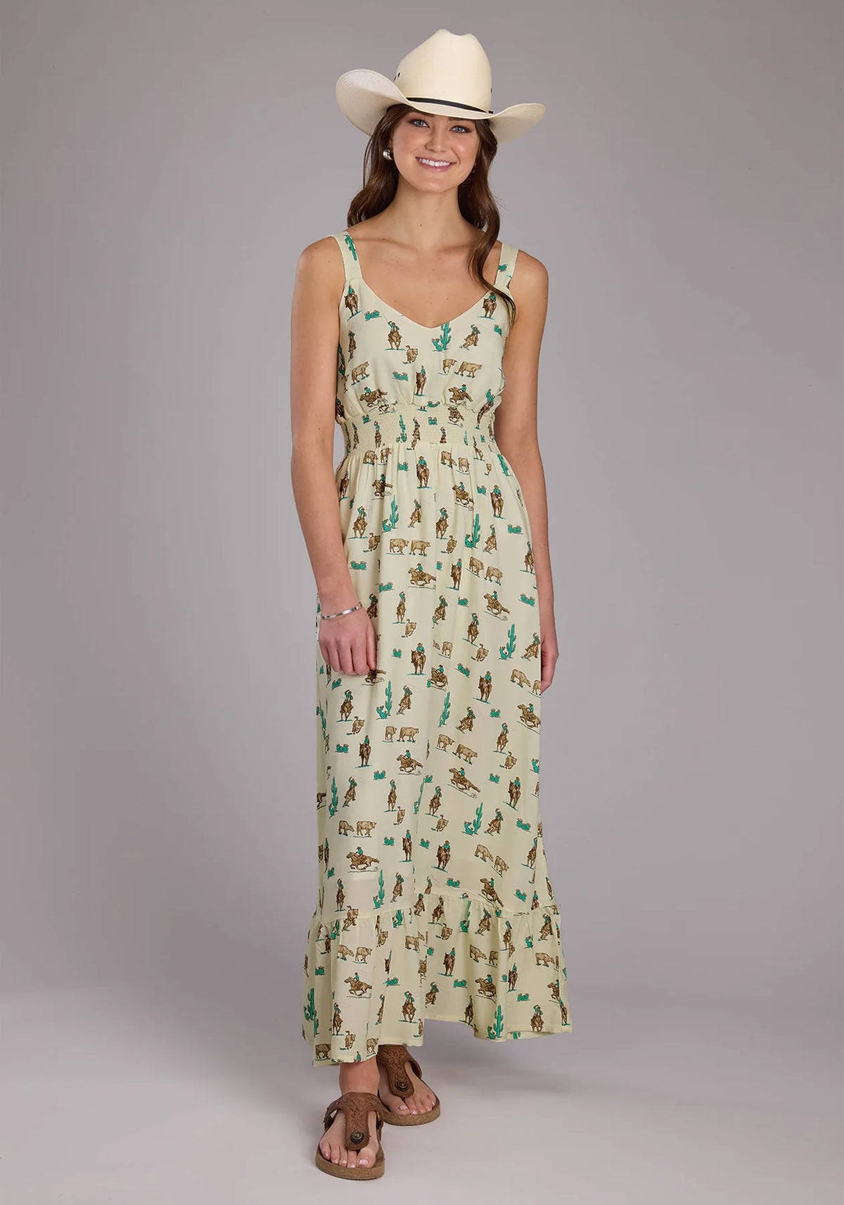 Roper Wms Five Star Collection Sleeveless Dress Print White