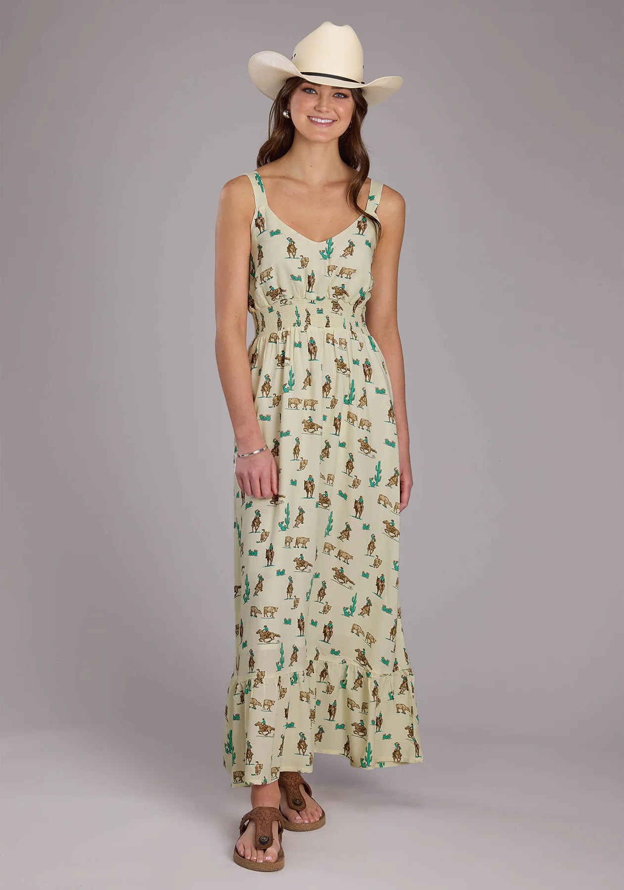 Roper Wms Five Star Collection Sleeveless Dress Print White