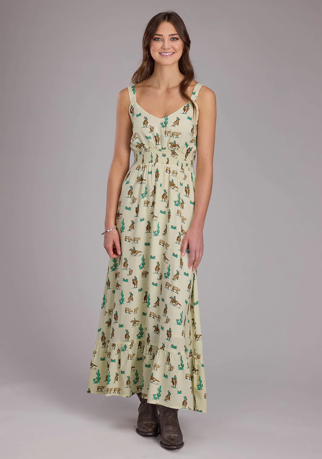 Roper Wms Five Star Collection Sleeveless Dress Print White