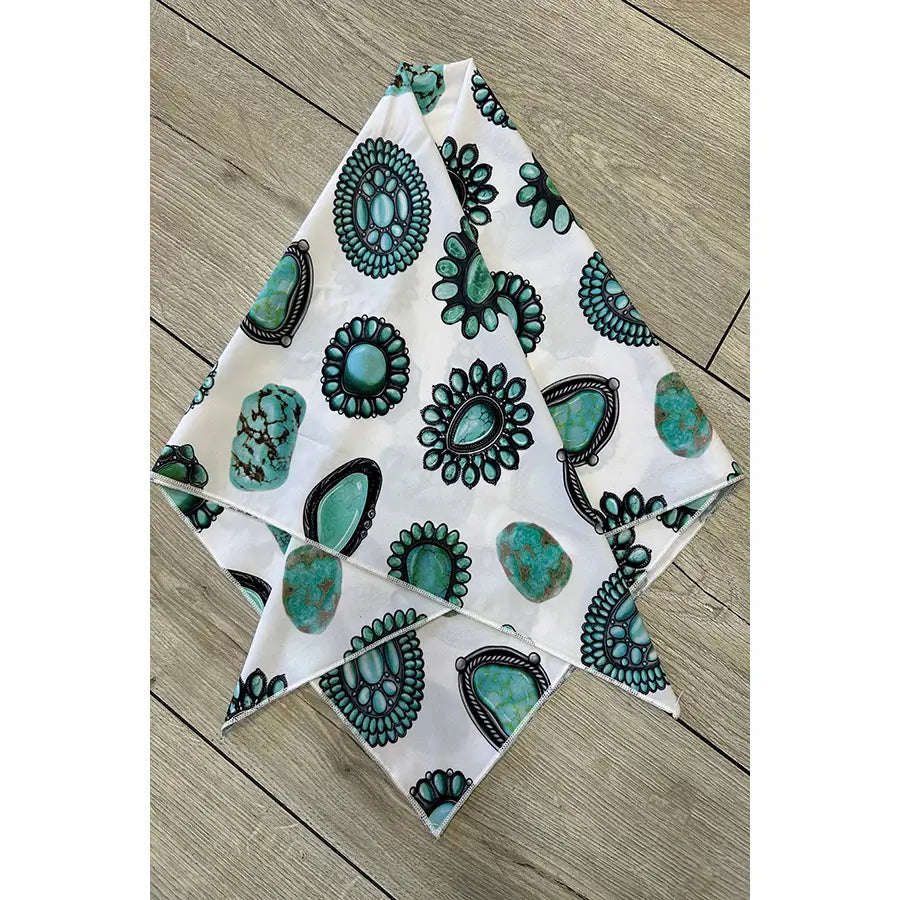 Western Turquoise Jewel Print Scarf