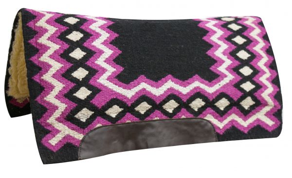 Showman Contoured Cutter Style Wool Top Saddle Pad with Diamond Pattern